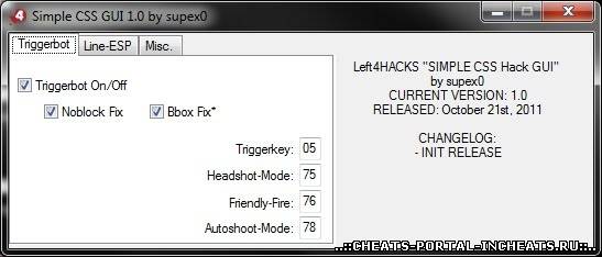 Left4HACKS:Simple CSS Hack GUI для css v71 v72 v73 v74 v75
