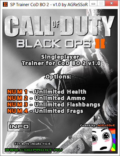 SinglePlayer Trainer v1.0 для Call of Duty: Black Ops 2